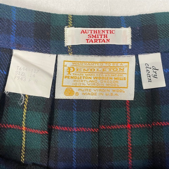 Vintage Womens 14 PENDLETON Wool Plaid Pleated Skirt Smith Tartan Blue Academia - Picture 4 of 9